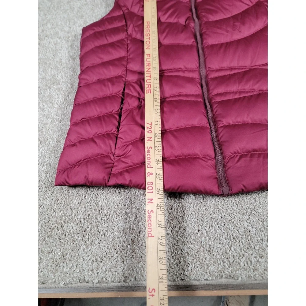 Eddie Bauer EB 650 Vest Womens XL Burgundy Down Filled Puffer Full Zip Pockets